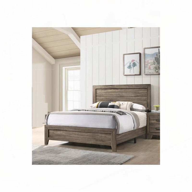 Wood Panel Bed, Gray, Queen
