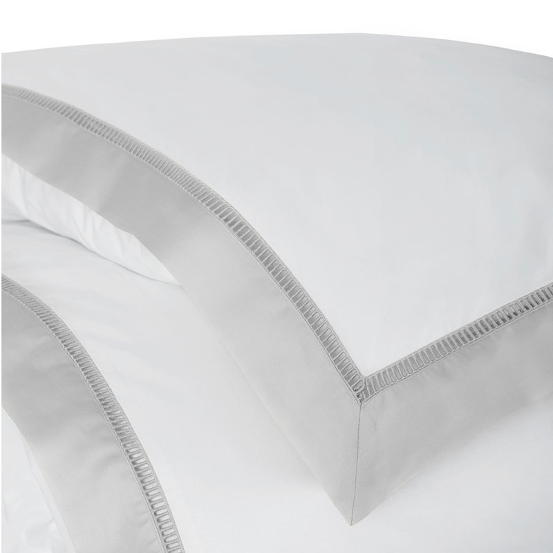 Escada 100% Cotton Percale Duvet Cover, white/ silver, Queen