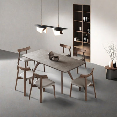 Rectangular rock plate dining table sets