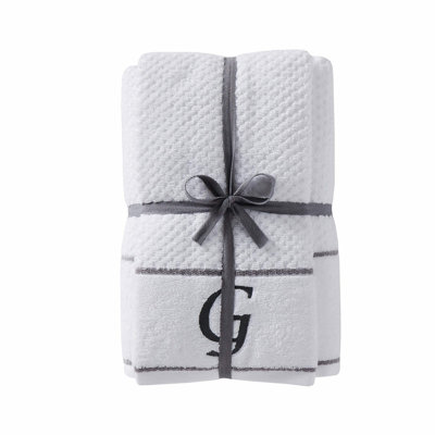 LuxSoft Monogrammed White Towel Set - 4-Pack Premium Bath and Hand Towels