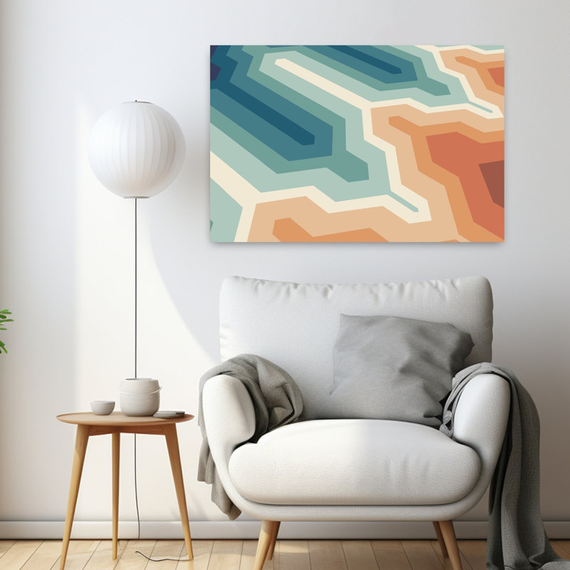 Funky Geo I, art contemporain abstrait, H 24 po x l 36 po