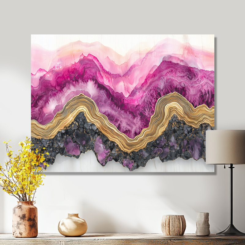«Forest River of Amethyst Crystal II», impression murale en métal forêt, H 12 po x l 20 po
