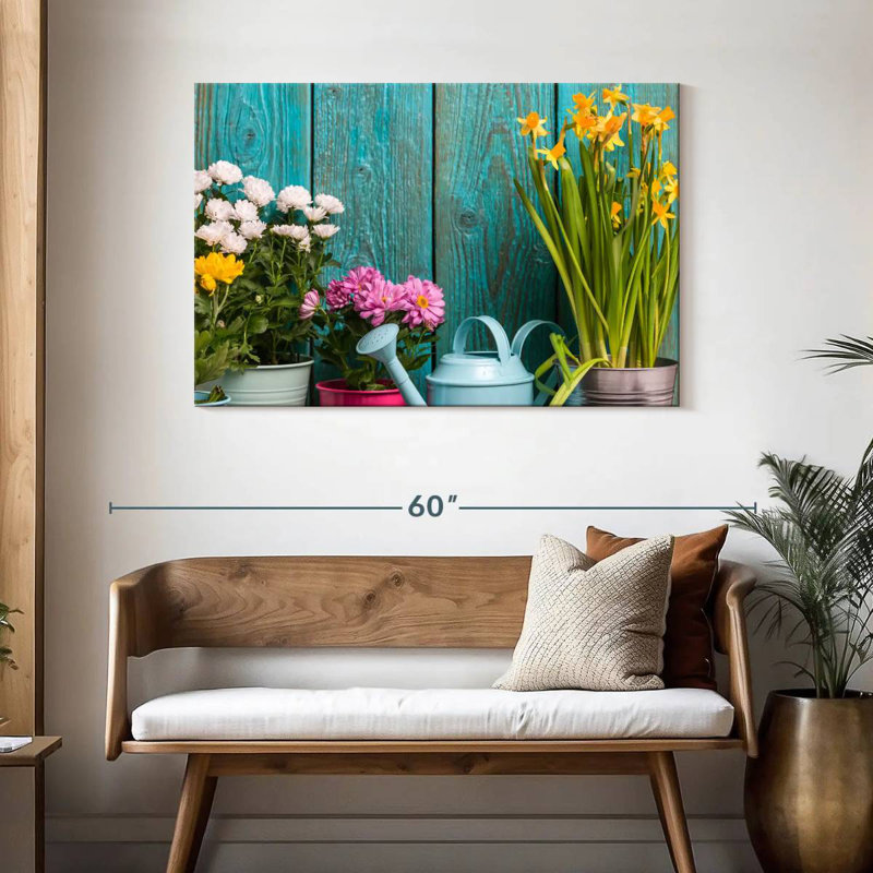 Senne Flowers In Tin Pots, 30" H x 45" W
