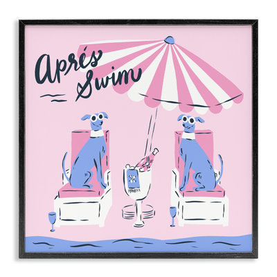 Apres Swim Greyhound, giclée encadrée, design par Krissy Mast