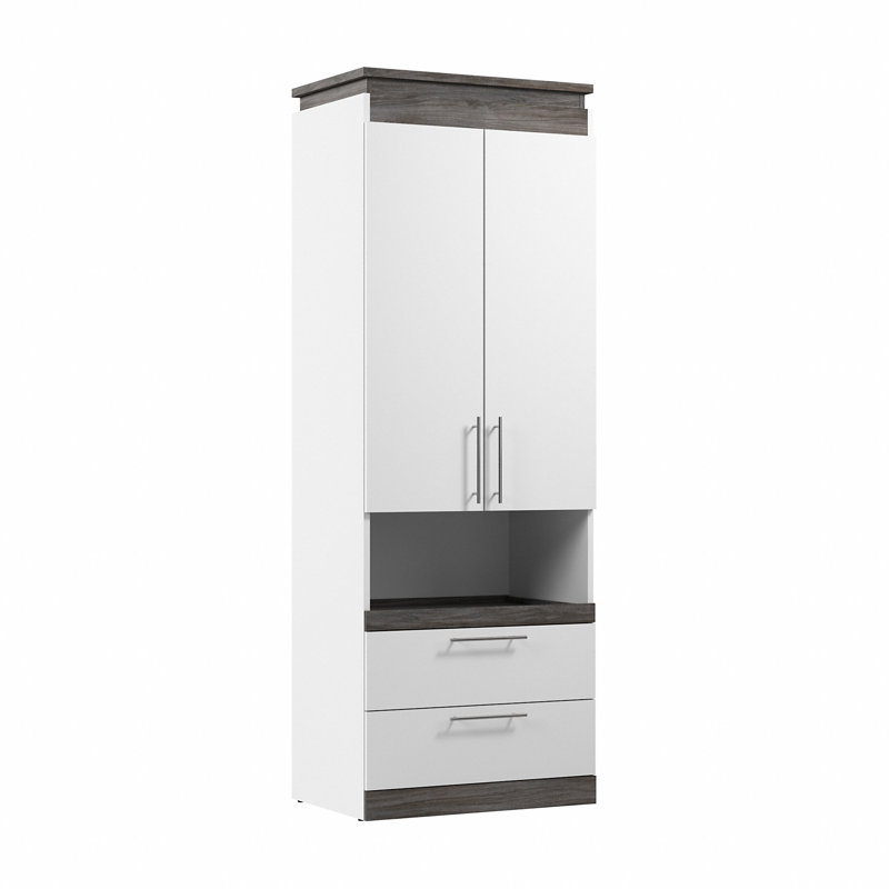 Armoire de rangement 30 po avec tablette coulissante Ailé, Blanc