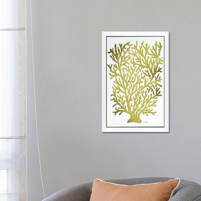 Gold Coral by Cat Coquillette - Floater Frame Painting on Canvas