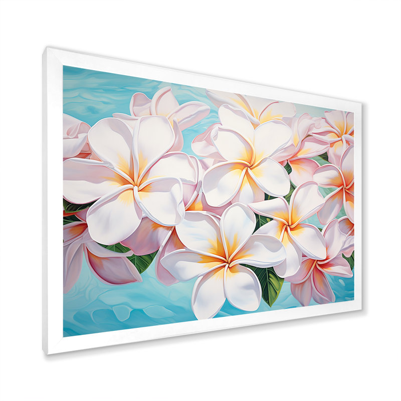 Décoration murale blanche Plumeria Harmony By The Sea - Plumeria, Cadre photo blanc, H 34 po x l 44 po x P 1,5 po