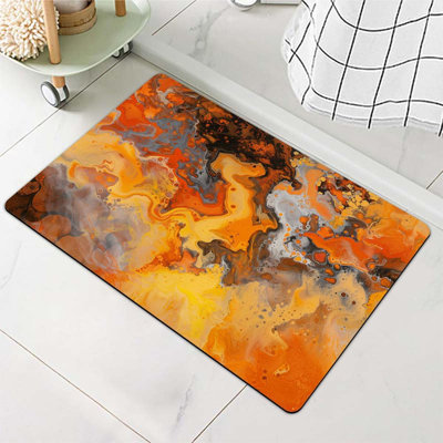 Tapis de bain en terre de diatomées, couleurs orange, jaune, antidérapant, volume, super absorbant, séchage rapide, écologique, facile à nettoyer pour la salle de bain, tapis de porte 16 x 24 pouces (40 x 60 cm)