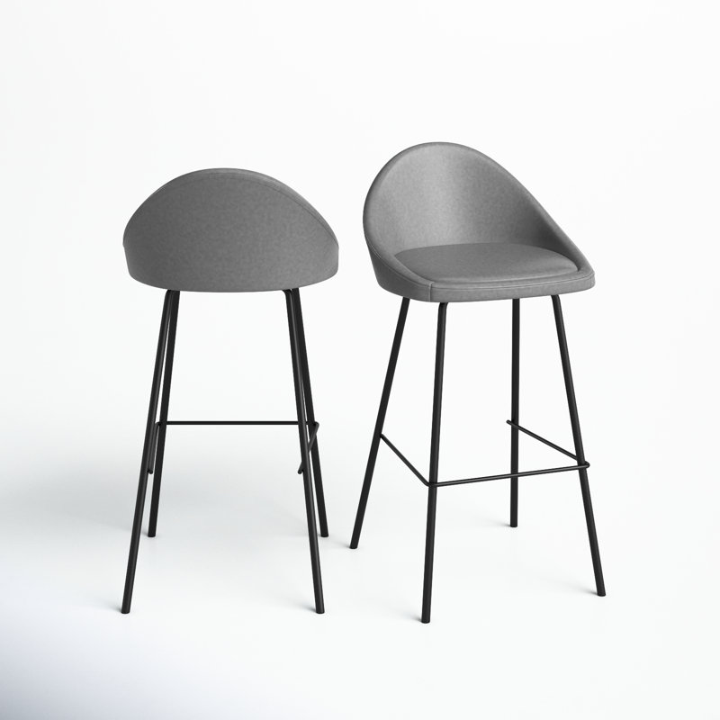 Holmes Vegan Leather Bar & Counter Stool, Gray, Bar Stool (29.5" Seat Height)