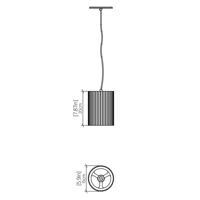 Living Hinges 1 - Light Pendant, Imbuia, 7.87" H x 5.9" W x 5.9" D