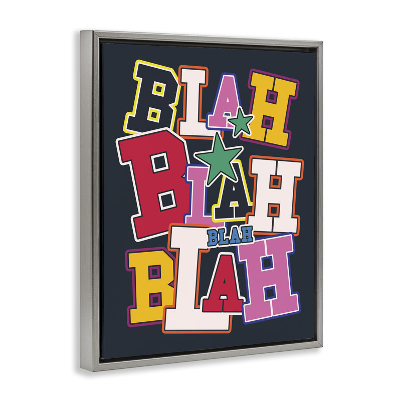 Bold Blah Blah, Cadre flottant gris lustré, H 21 po x l 17 po