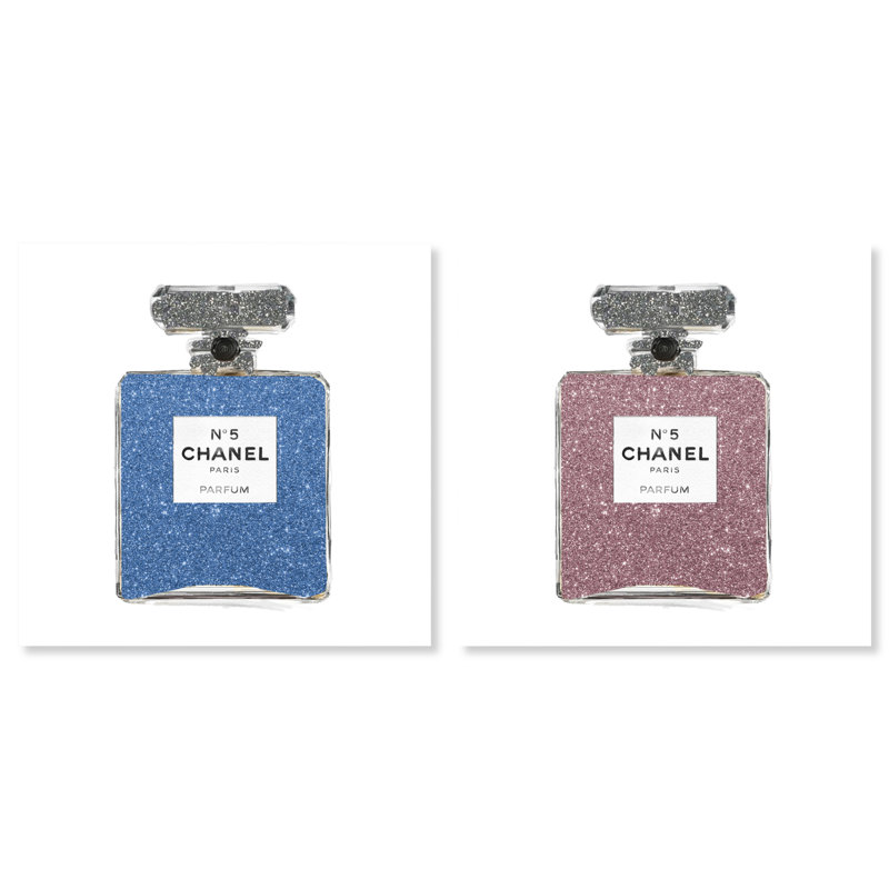 Classic Number 5 Set II, Glam Perfumes Modern Pink - ensemble de 2 impressions sur toile tendue, H 40 po x l 80 po x P 1,5 po