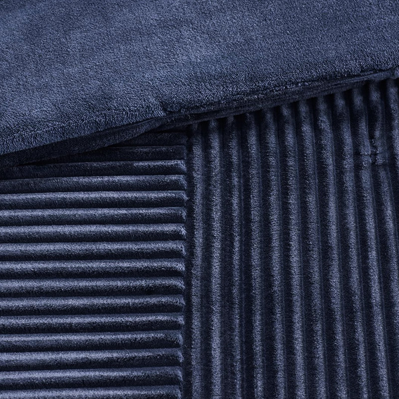 Édredon bleu marine double / grand - couche supérieure à nervures douces, fond uni lavable à la machine, comprend 2 taies décoratives bleu marine, duvet synthétique, face, revers, lavable avec