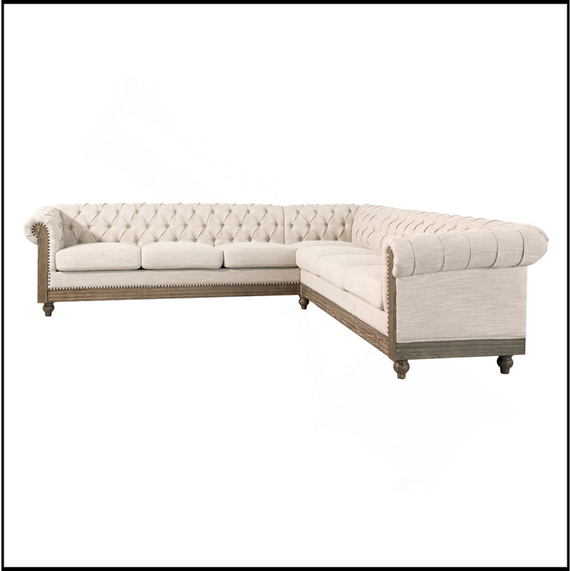 Grand canapé modulaire confortable avec pieds en bois Mirod, Beige