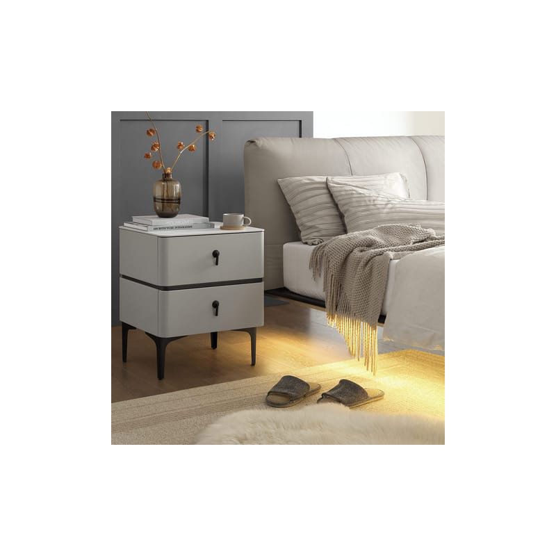 47.5cm W Metal Bedside Table, Light Grey