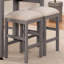 Table de salle à manger à hauteur de comptoir moderne en faux marbre avec tiroir, 2 tabourets, table de transition beige / blanc, gris feutré