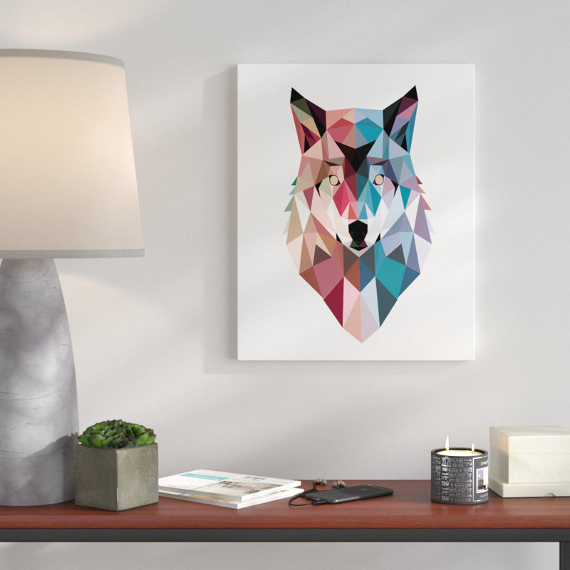 « geo loup », impression, Toile tendue, H 20 po x l 16 po x P 0,75 po
