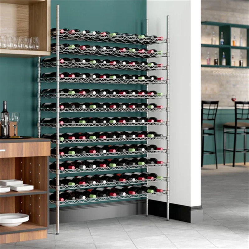 Richerd Wine Bottle Rack Chrome, 74" H x 48" W x 14" D