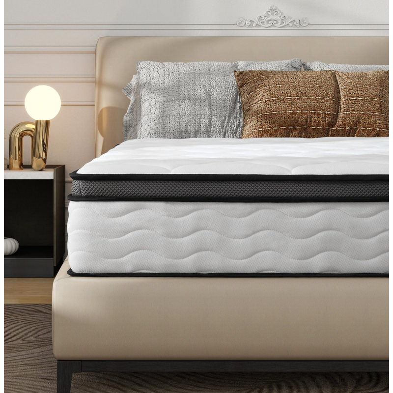 Matelas double, matelas hybride complet de 10 pouces dans une boîte, matelas à ressorts ensachés individuellement, mi-ferme, soulagement de la pression et confort respirant, Certipur-US, OEKO-TEX