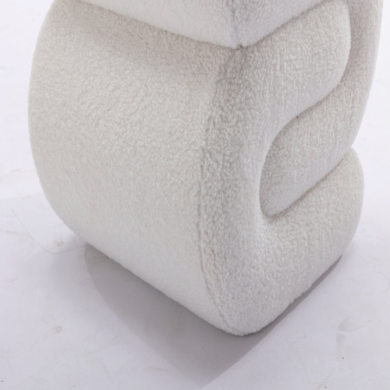 Tabouret de maquillage avec repose-pieds Teddy, Ivoire ivoire