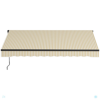 Auvent rétractable, abri de soleil pour auvent de patio avec poignée à manivelle, tissu résistant aux rayons UV de 280 g / m² et structure en aluminium pour terrasse, balcon, cour