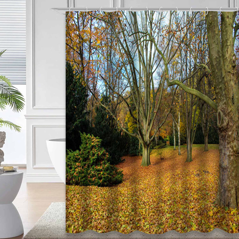 Rideau de douche Â« Paysage automnal dorÃ© Â» avec 12 crochets, L 72 po x l 84 po