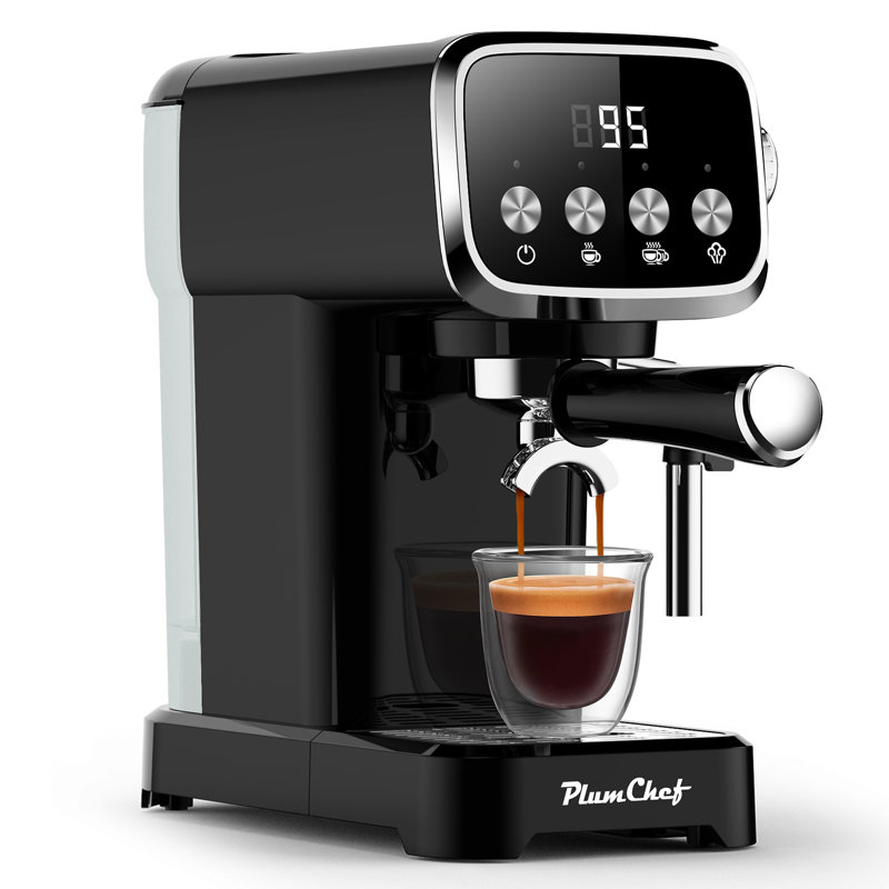 Cafetière espresso compacte 20 bars avec mousseur à lait - chauffe-tasses encastré, peu encombrant