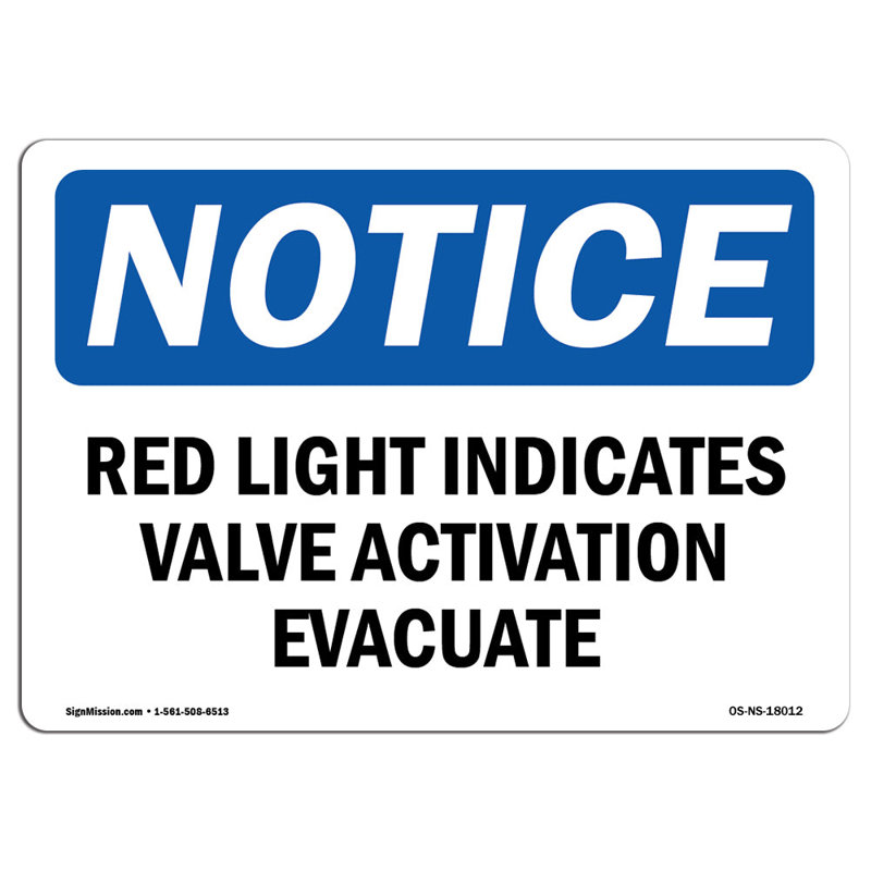 Red Light Indicates Valve Activation Evacuate Sign