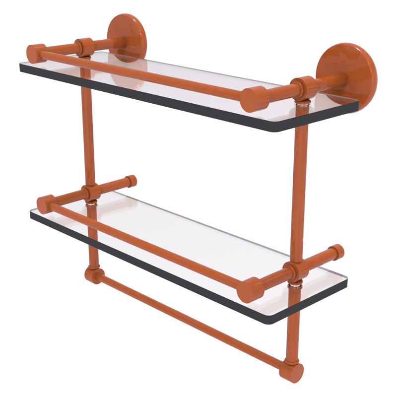 Tablette double en verre avec barre à serviettes P1000, Étincelle d'automne, H 12 po x l 16 po x P 5 po