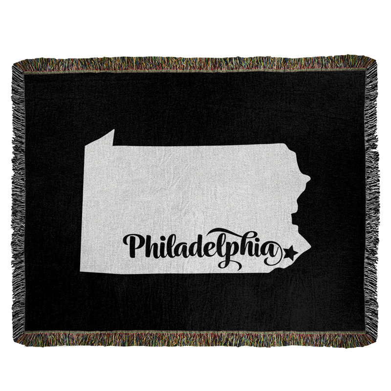 Jeté en coton tissé philadelphia pennsylvanie, l 37 po x L 52 po, Noir