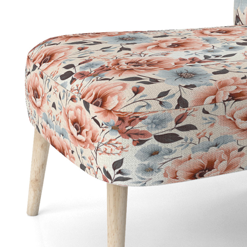 Chaise d'appoint rembourrée de style rustique rétro avec motif floral rose rétro Nostalgia