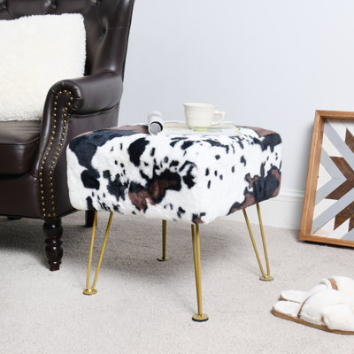 43.2cm Wide Square Animal Print Footstool Ottoman