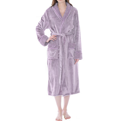 Behanan 260-280 GSM Microfiber Polyester Fleece Girl / Woman+ Mid-Calf Bathrobe with Pockets
