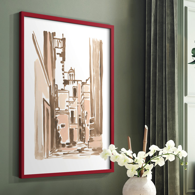 Blush Architecture Study II, reproduction encadrée - bois massif, Rouge, H 10 po x l 8 po