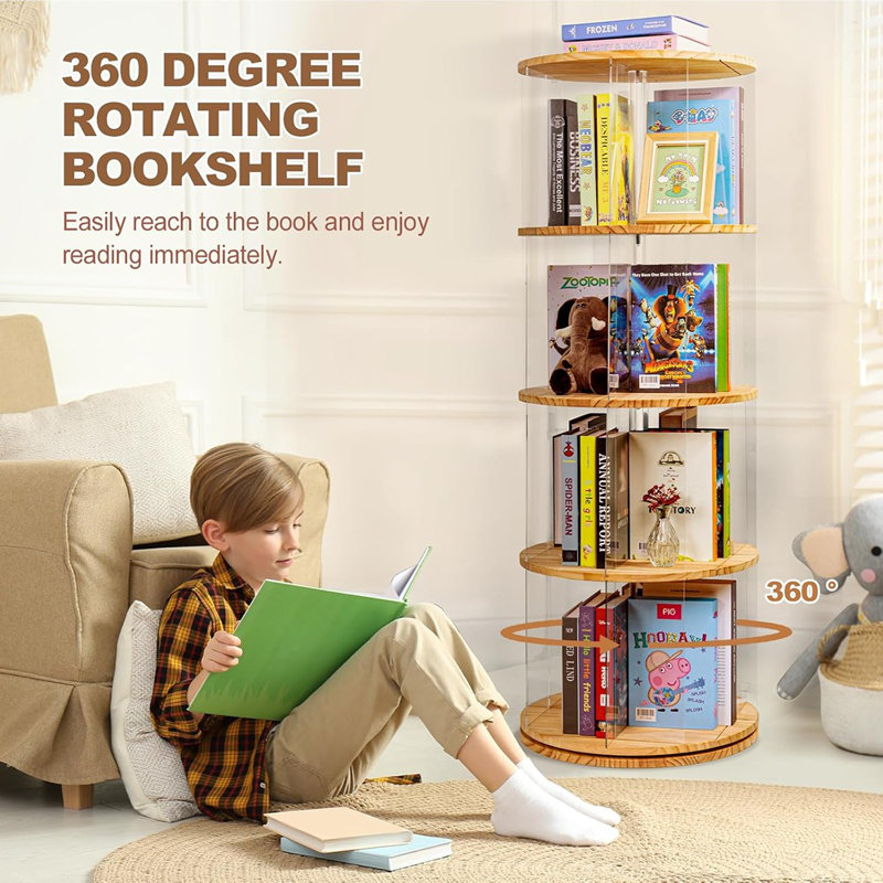 Bibliothèque rotative, bibliothèque rotative à 360 degrés, 4 niveaux