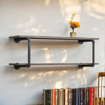 Brantley Antique Oak & Sandy Gray Finish Wall Rack, Durable And Stylish Storage Solution For Organized Living
