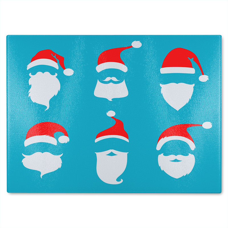 Santa Hats Dining Glass Chopping Board, 40cm L x 28cm W