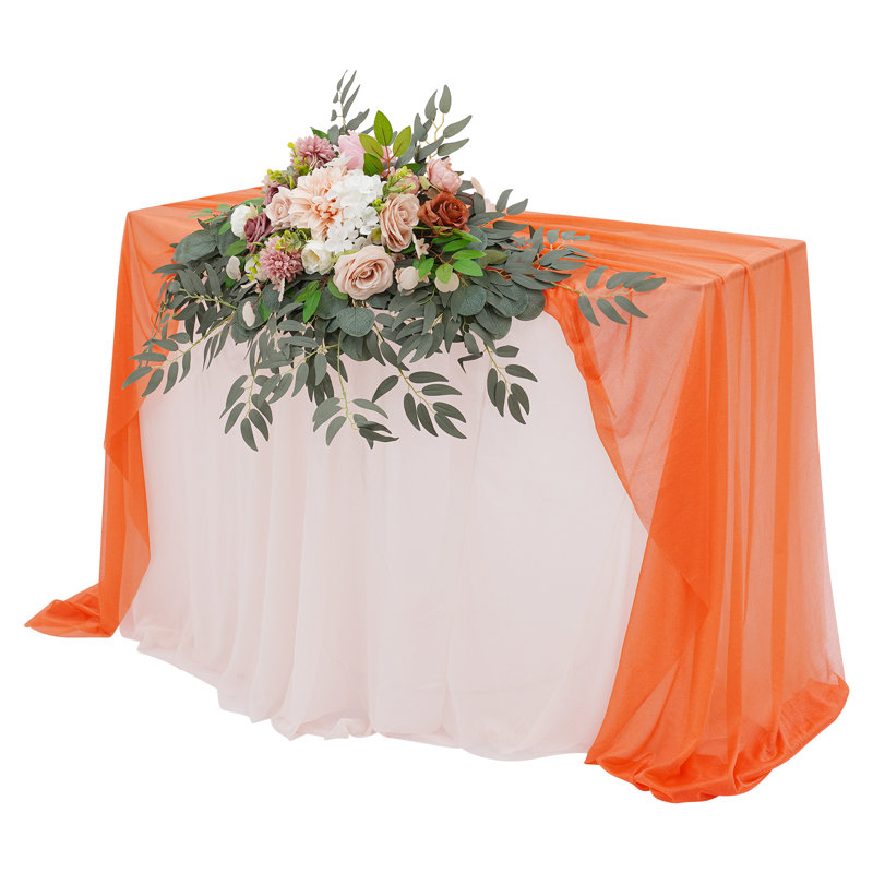 Artificial Flower With Tablecloth And Table Runner, Pink