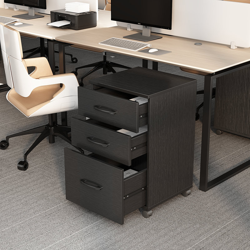3-Drawer Locking Mobile File Cabinet, Rolling Storage Cabinet with Wheels for Home Office & Study, Black