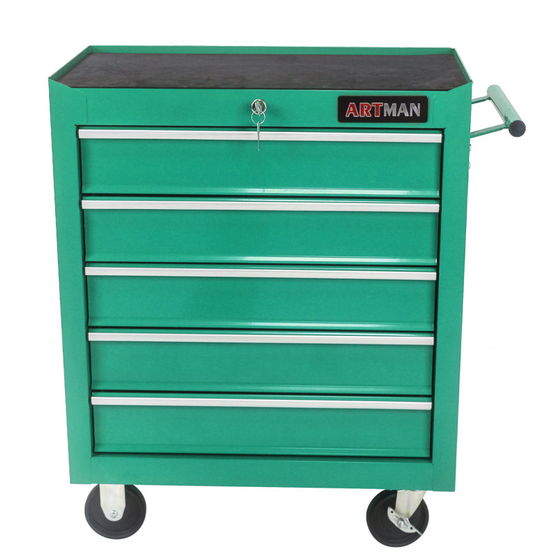 Tool Storage Cabinet For Garage Storage With 4 Wheels And Locking System, Green