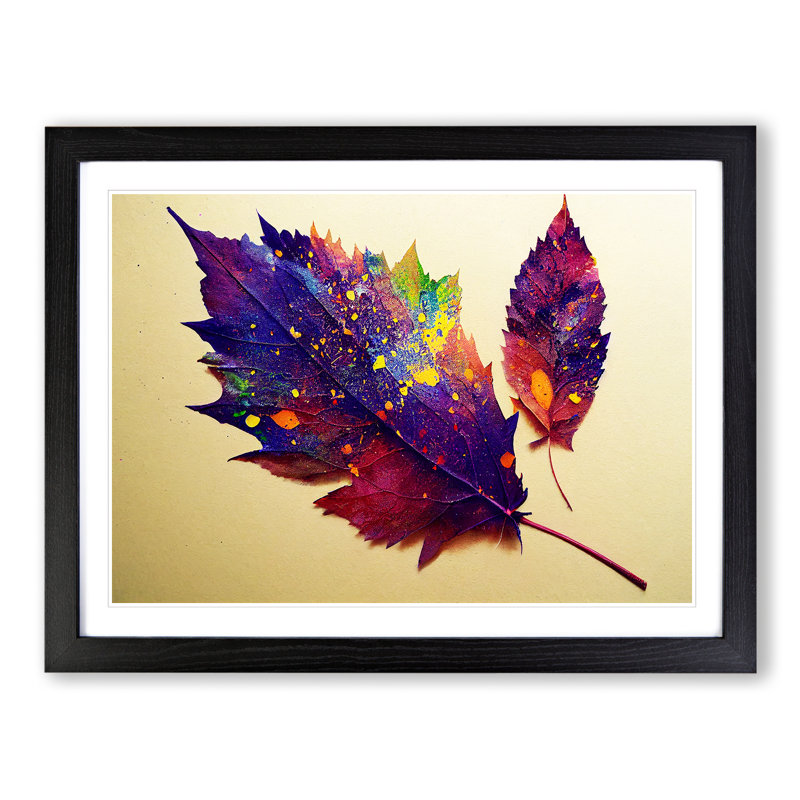 XH1022-6727X Paint Leaf Splash Vol.1 - Single Picture Frame Print, 46cm H x 64cm W x 2cm D, Black