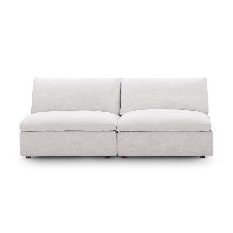 Commix Down Filled Overstuffed 2-Piece Armless Sectional Loveseat, Beige Polyester