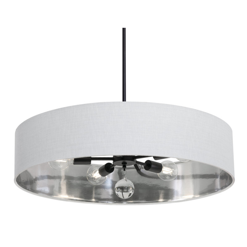Luminaire suspendu Woodvale - 30 po, Noir, Blanc / argent