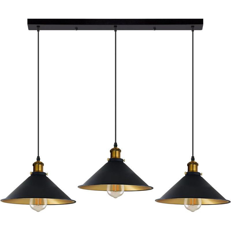 3 - Light Pendant, Black inner Gold