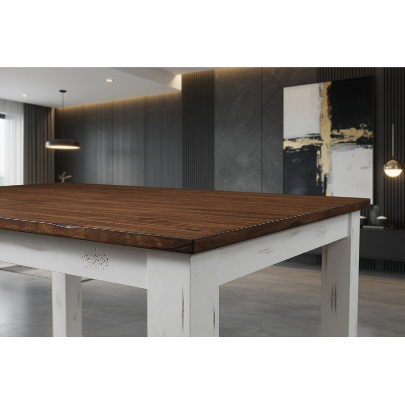 Corinna Extendable Butterfly Leaf Solid Wood Dining Table in White and Cocoa Brown, Cotton White, Cotton Brown