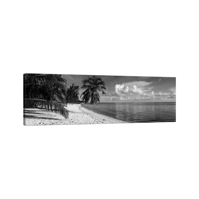 Palm Trees On The Beach, Matira Beach, Bora Bora, French Polynesia by Panoramic Images - Wrapped Canvas Panoramic Print