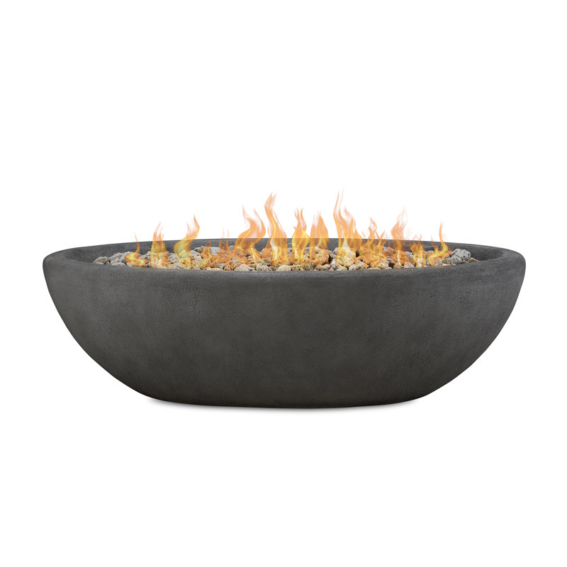 Bol de feu au propane ovale Riverside par Real Flame, Argile, H 17,25 po x l 58 po x P 32,25 po