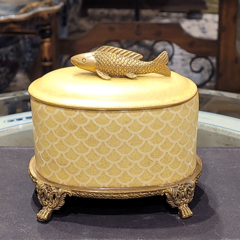 Porcelain Box With Bronze Fish