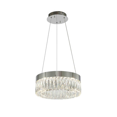 A Round LED Chandelier With Crystal Accents