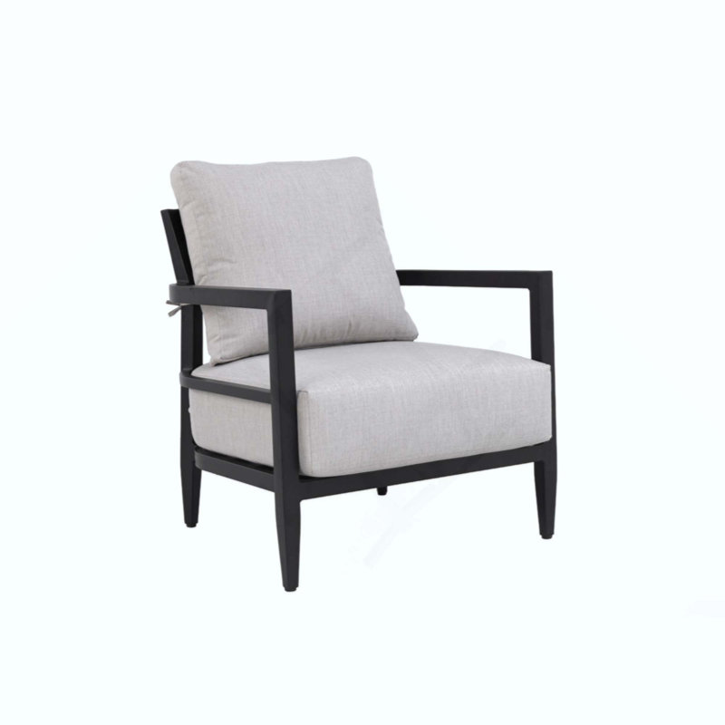 Méridienne d'extérieur moderne entièrement soudée - Structure en aluminium de qualité supérieure, dossier ergonomique, repose-pieds et coussin Sunbrella, chaise longue de patio durable et résistante aux intempéries
